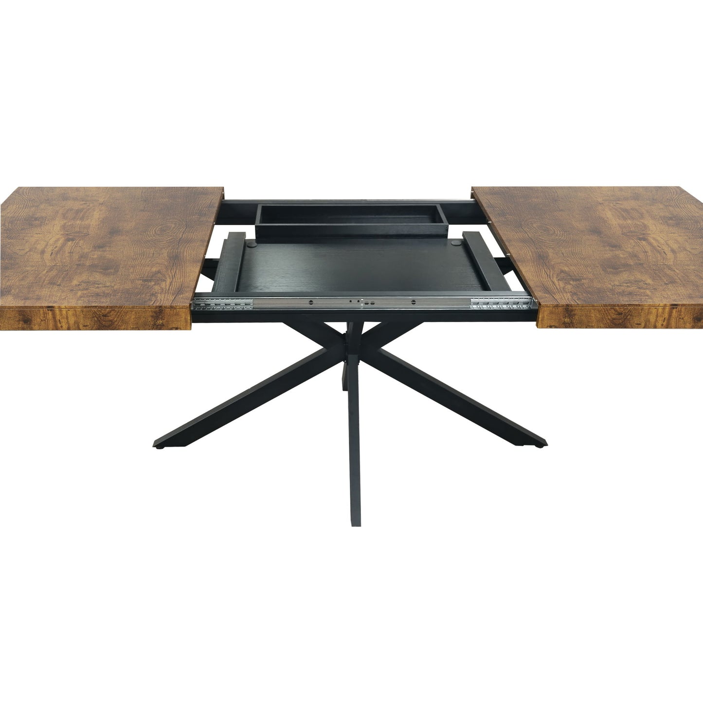 Retro Rectangular Stretch Dining Table With Embossed Center Plate