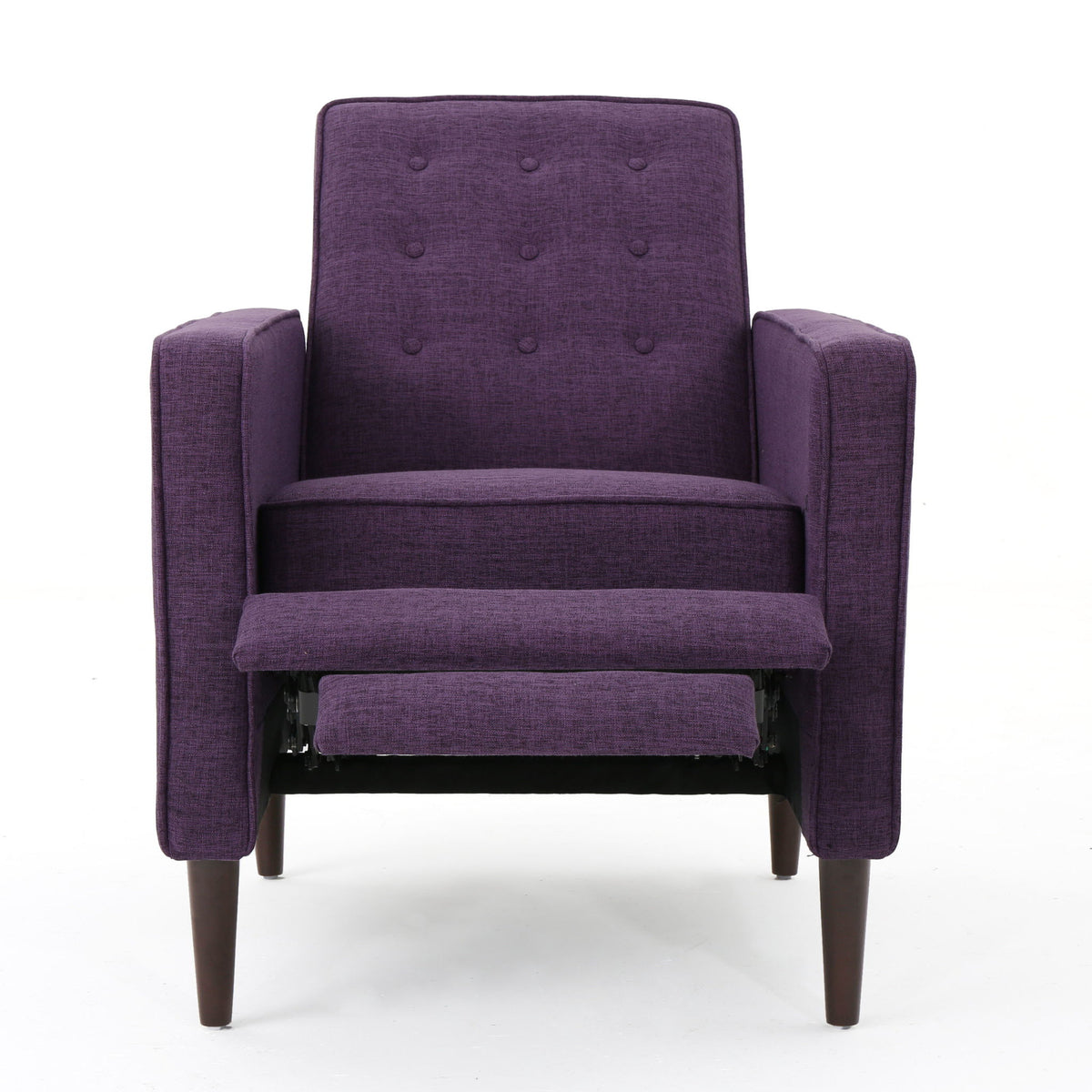 Mid-Century Modern Recliner With Button Tufted Waffle Stitch