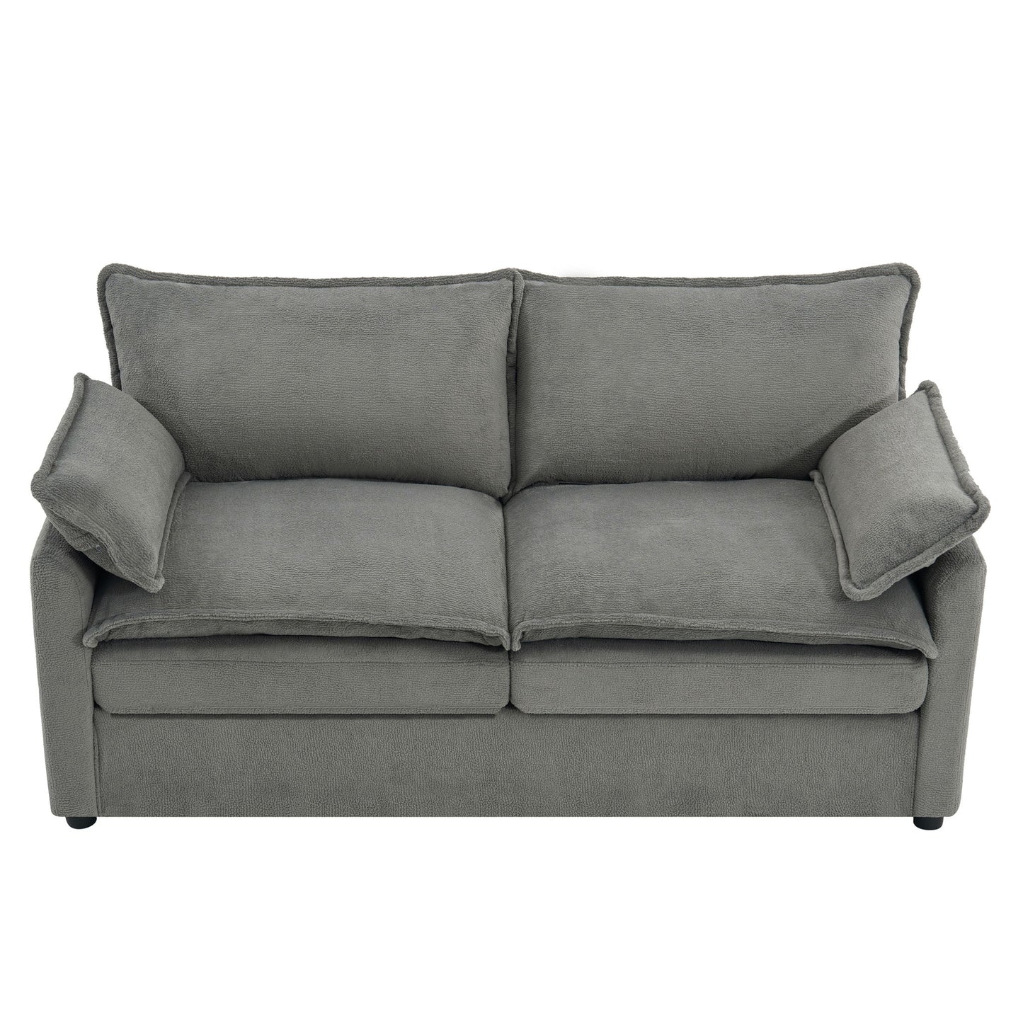 Modern Loveseat Sofa, Upholstered Couch With Side Storage Pockets
