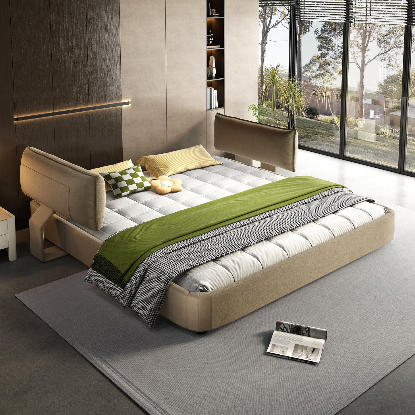 Cloud Bed Frame With Oversized Padded Movable Headboard
