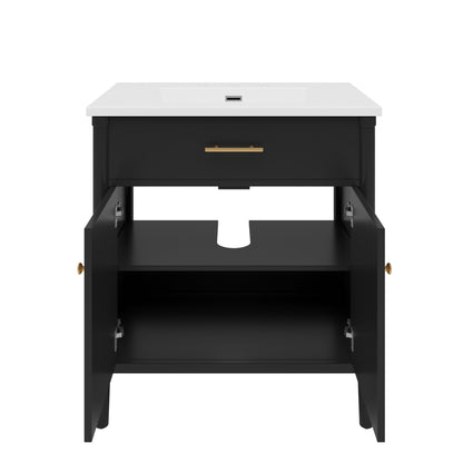 Bathroom Vanity With Sink, Soft Close Doors And Adjustable Shelf