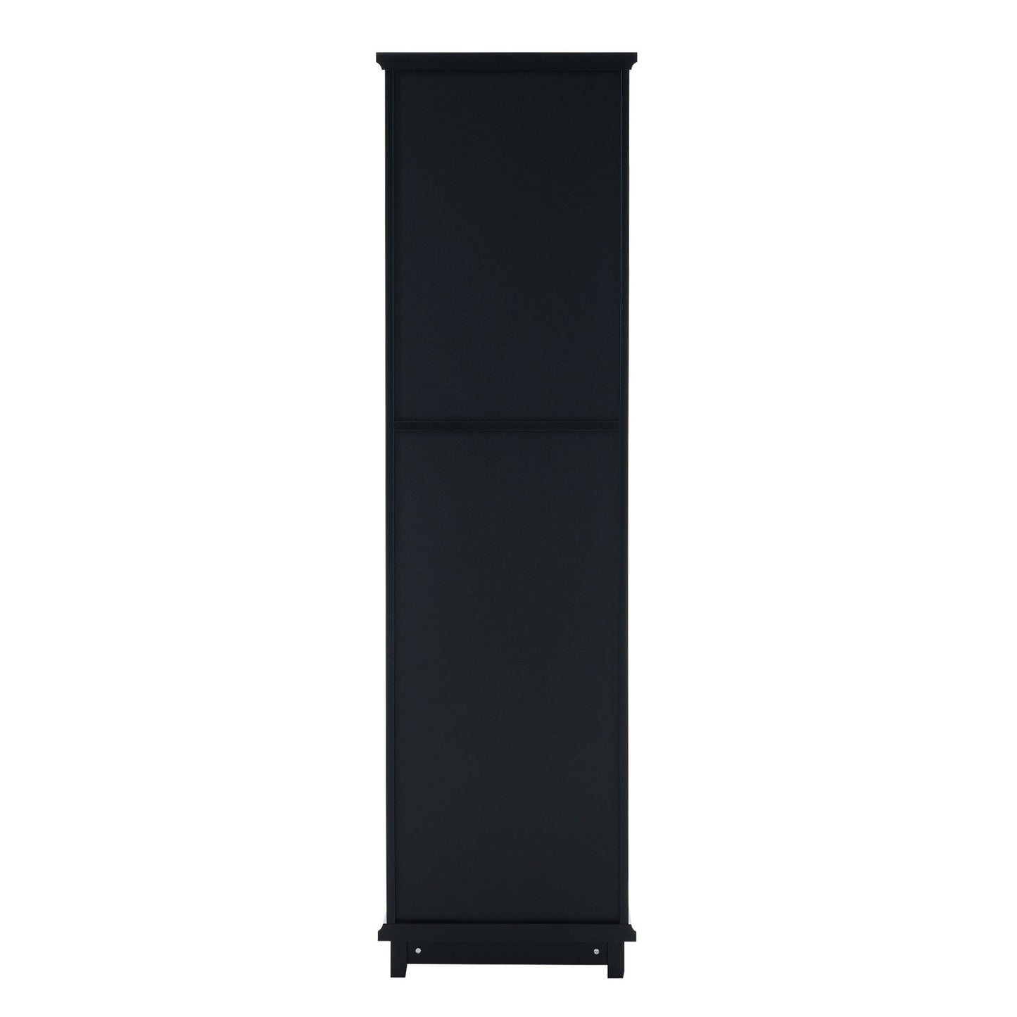 Tall Bathroom Storage Cabinet With Glass Doors, Free-Standing, Two Drawers, And Adjustable Shelves, Board, Painted Perfect For Displaying Your Favorite Items