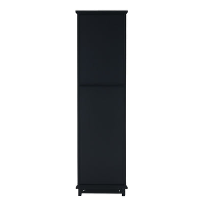 Tall Bathroom Storage Cabinet With Glass Doors, Free-Standing, Two Drawers, And Adjustable Shelves, Board, Painted Perfect For Displaying Your Favorite Items