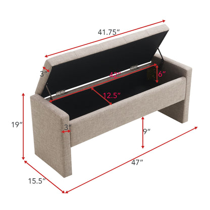 Modern Upholstered Large Bed End Bench With Storage