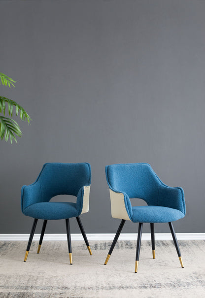Side Chair, Living Room Bedroom Kitchen Vanity Accent Chair (Set of 2) - Blue