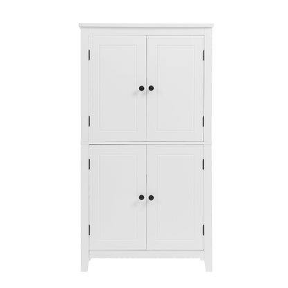 Elegant Bathroom Floor Storage Cabinet With 4 Doors, Adjustable Shelves