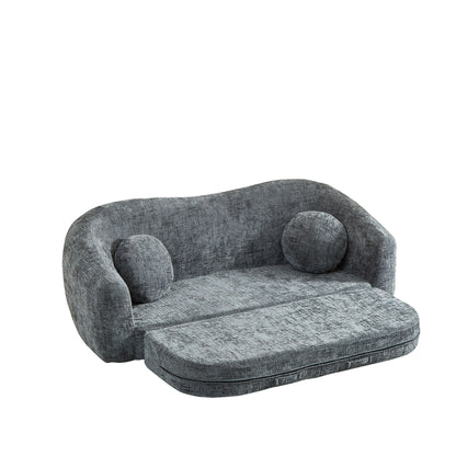 Curved Convertible Sofa, 2 In 1 Frameless Folding Sofa Bed With Pull Out Base And Deep Seat