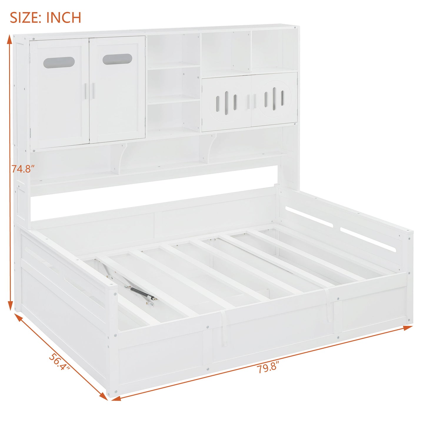 Daybed With All-In-One Cabinet And Shelf