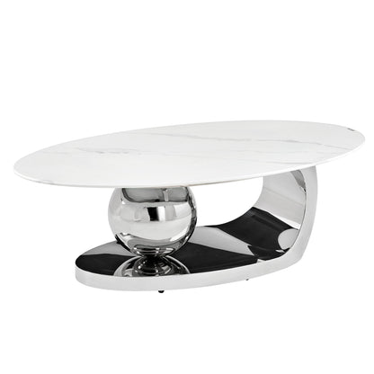 Oval Coffee Table With Geometric Precision