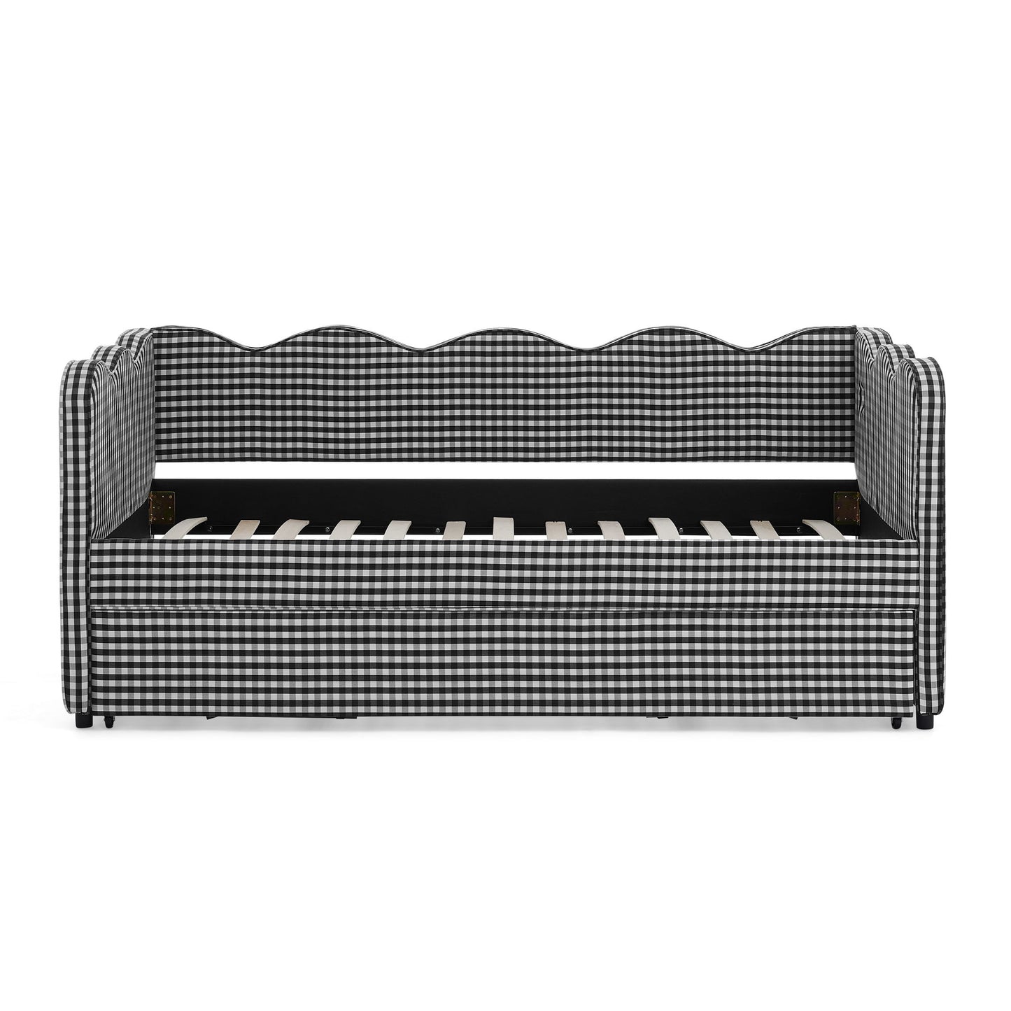 Gingham Daybed With USB Charging Port, Wave Shaped Design