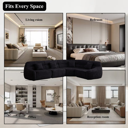 Luxury Curved Corner Sectional Sofa With 4 Pillows