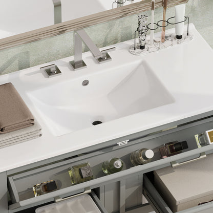 Bathroom Vanity With Ceramic Sink, Tip Out Tray & 2 Full Extension Drawers