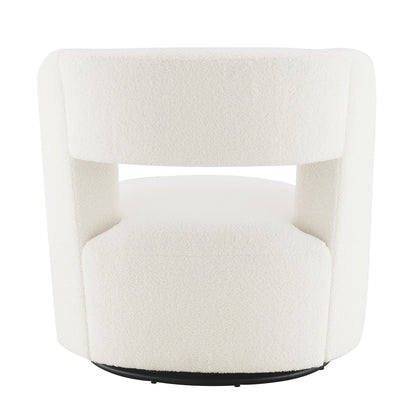 Swivel Comfy Round Barrel Chair With Soft Teddy Fabric For Living Room