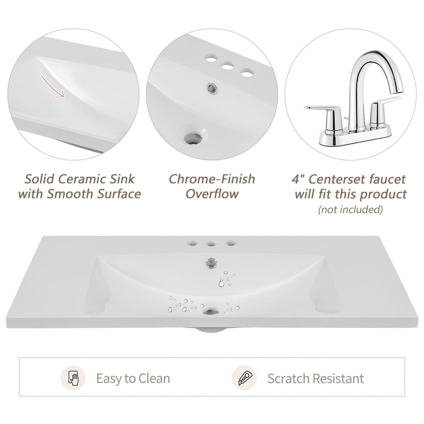 Modern Bathroom Vanity With Sink, Freestanding With Drawers And Doors