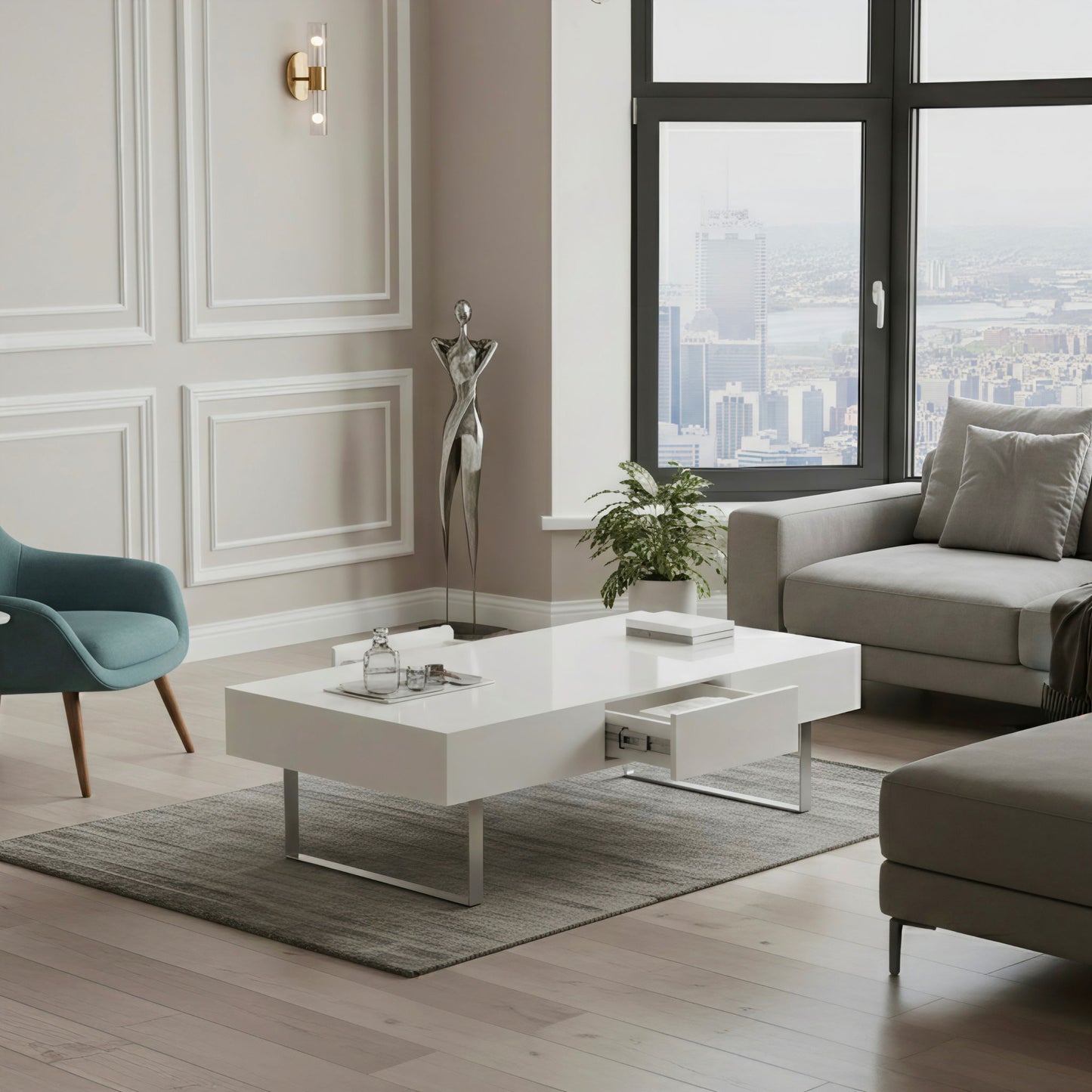 Rectangular Coffee Table With Hidden Storage