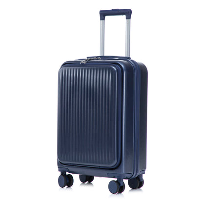Luggage Set With Cosmetic Case, Combination Lock, Front Opening Design
