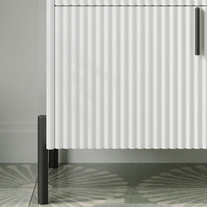 Fluted Bathroom Vanity With Ceramic Sink, Freestanding Design