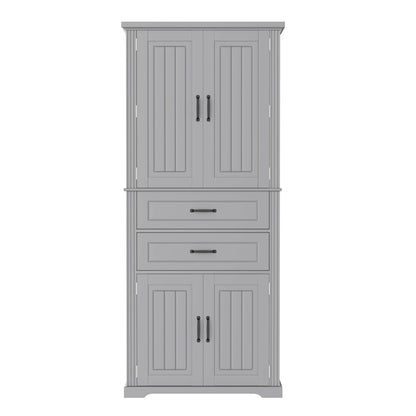 Multi Functional Storage Cabinet With Adjustable Shelves, 2 Drawers, Door Shelves