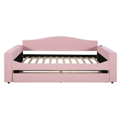 Upholstered Daybed With Storage Armrests, Trundle And Latest Integrated tooth Audio System