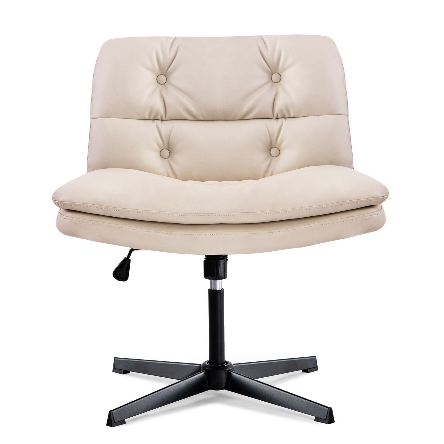 Large Size Armless Home Office Desk Chair Vanity Chair No Wheels - Beige