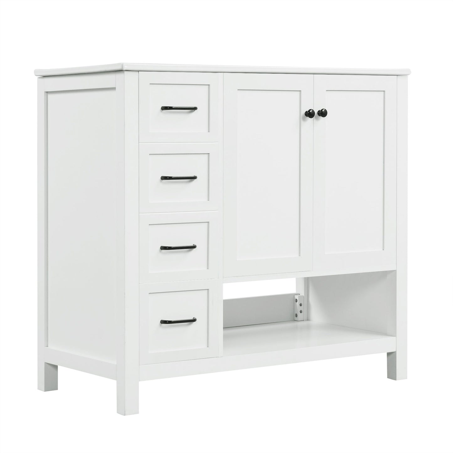 Bathroom Vanity With Sink Top, Bathroom Vanity Cabinet With 2 Doors And 2 Drawers, Open Shelf