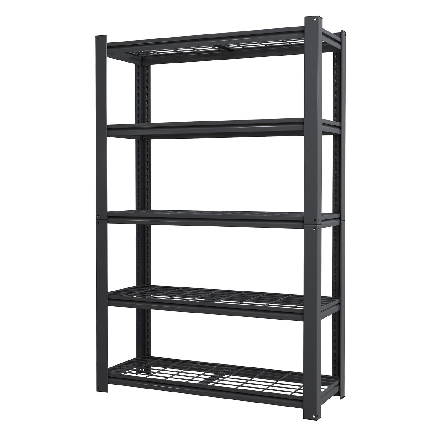 Heavy Duty 5 Tier Adjustable Metal Mesh Storage Rack With 2000 Lbs Capacity - Brushed Nickel