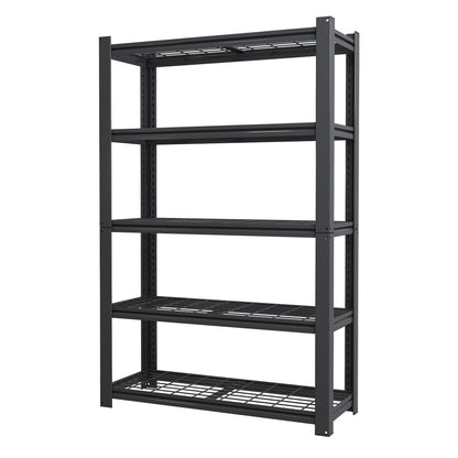 Heavy Duty 5 Tier Adjustable Metal Mesh Storage Rack With 2000 Lbs Capacity - Brushed Nickel