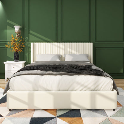 Anna - Upholstered Wingback Platform Bed With 4 Drawers Storage