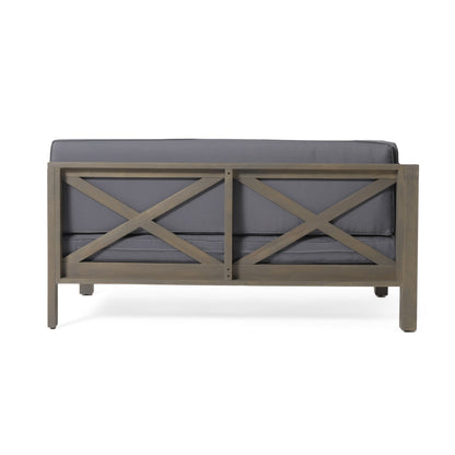Aura - 2 Piece Outdoor Set With X Back Left Bench And Corner - Dark Gray