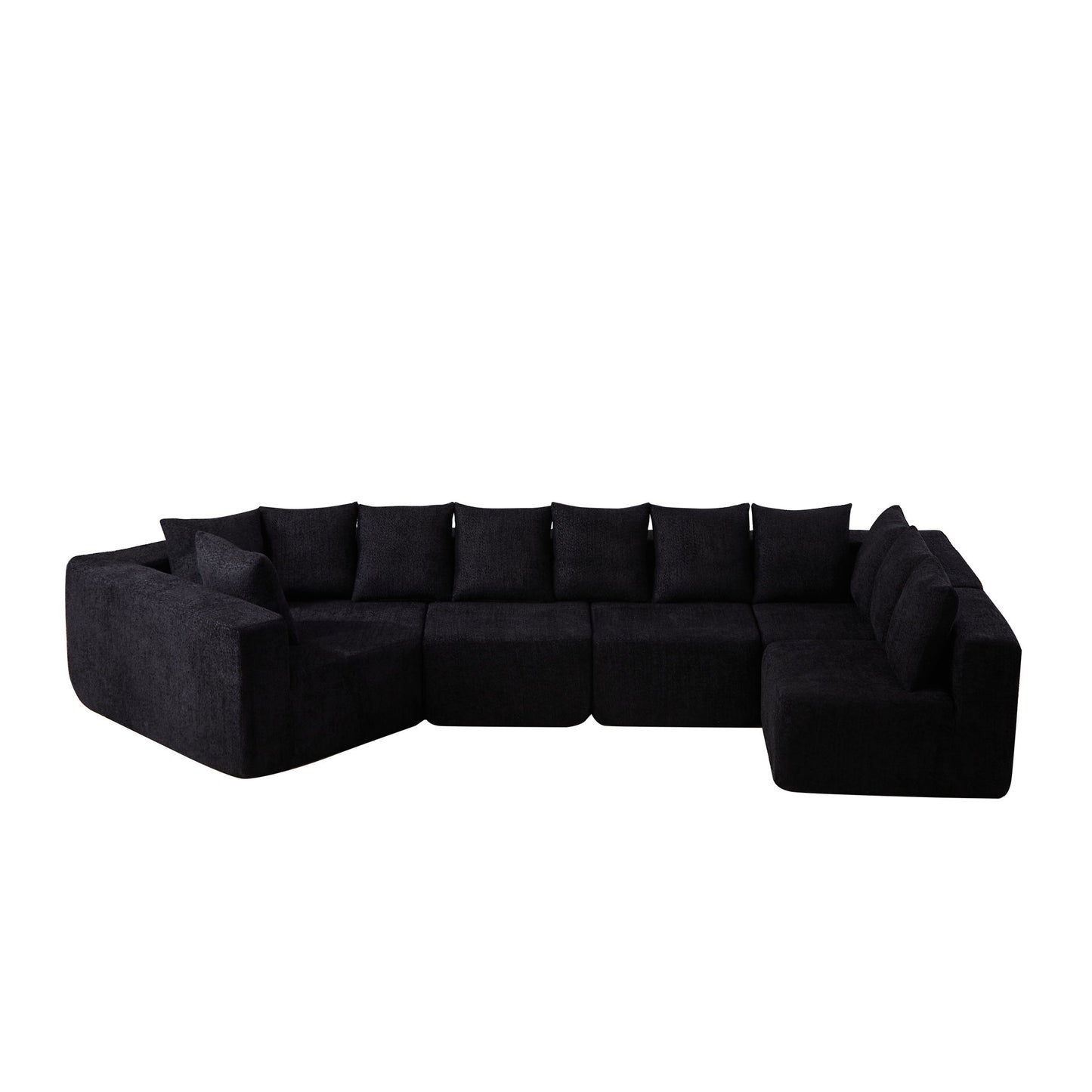 L - Shaped Modular Sofa With Deep Seat And 11 Pillows
