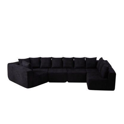 L - Shaped Modular Sofa With Deep Seat And 11 Pillows