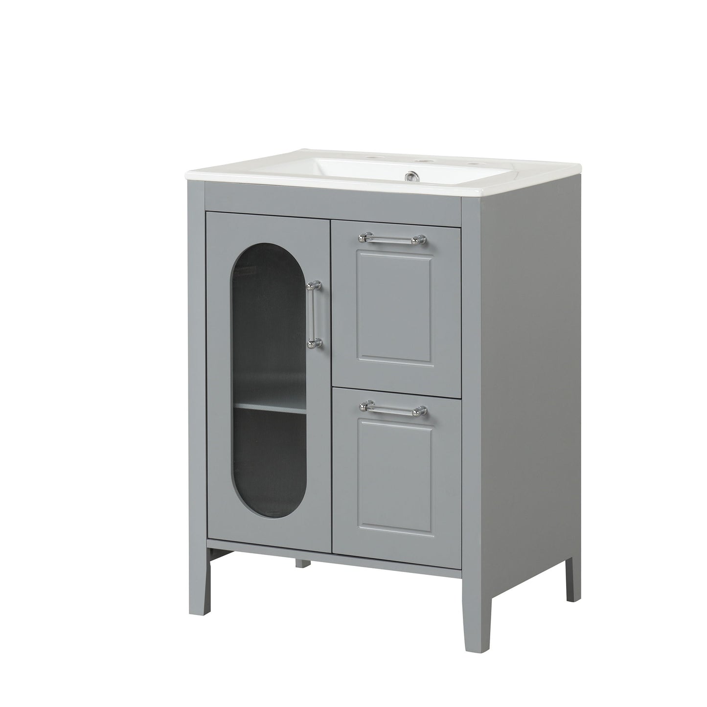 Modern Bathroom Vanity With Sink, Cabinet With 2 Drawers And Door, Adjustable Shelf