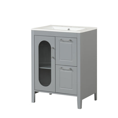 Modern Bathroom Vanity With Sink, Cabinet With 2 Drawers And Door, Adjustable Shelf