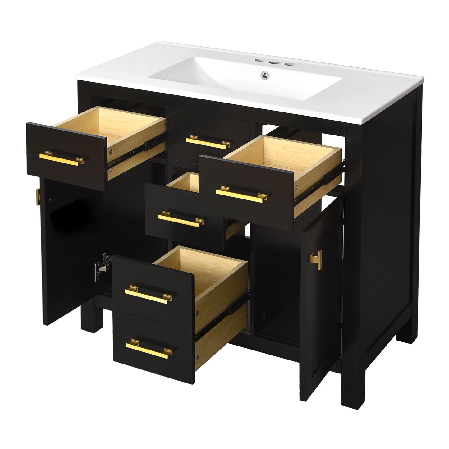 Bathroom Vanity With Sink Combo Set, Modern Bathroom Cabinet With 4 Drawers