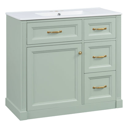 Modern Bathroom Vanity With Sink, 4 Drawers, Soft-Close Door, Adjustable Shelf