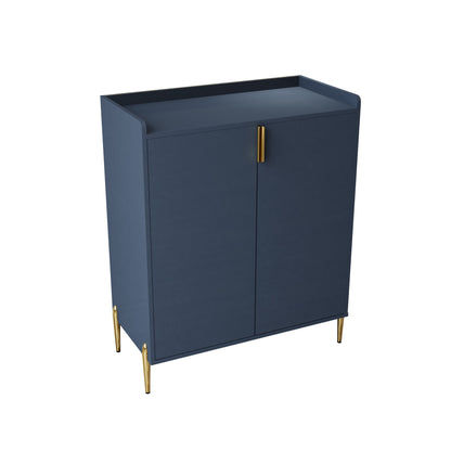 Wine Bar Cabinet With Adjustable Shelf, 2 Door Sideboard With Soft-Closing Hinges And Feet