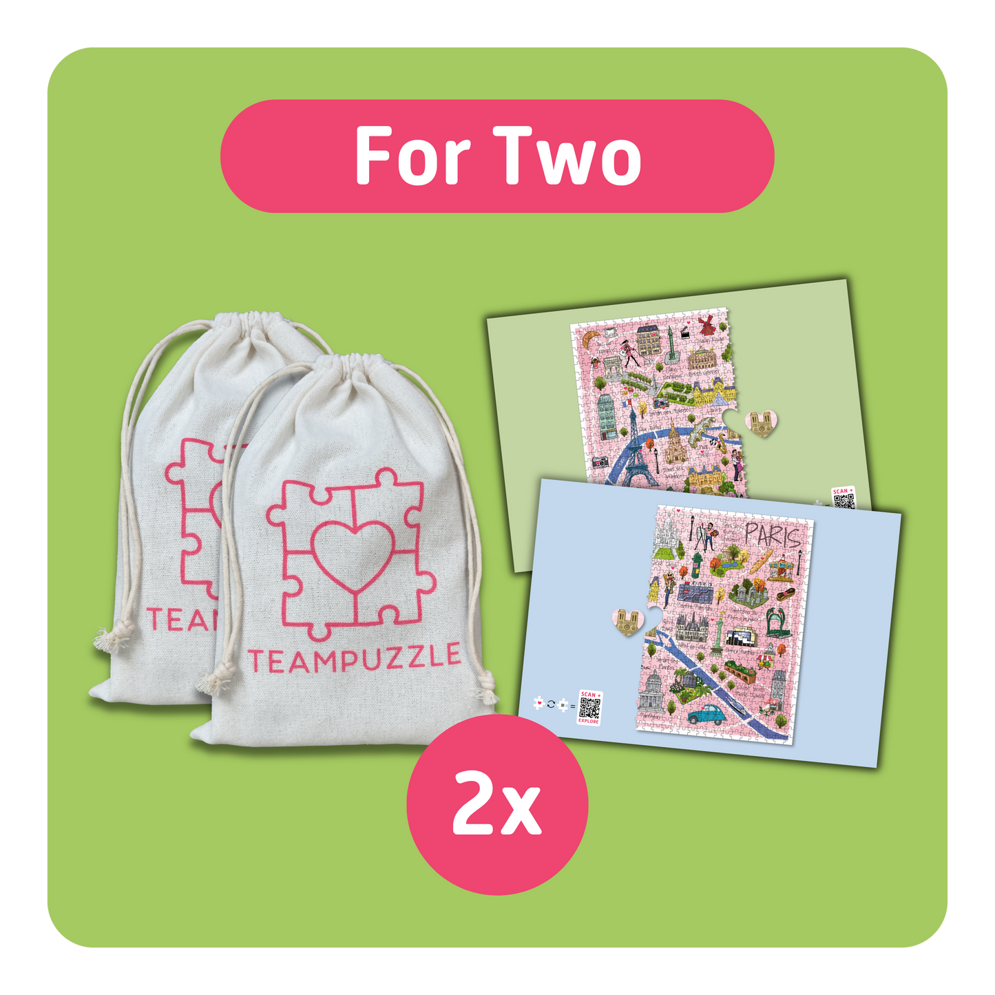TEAMPUZZLE FOR TWO: Paris – 1,000-Piece Couple's Jigsaw Puzzle – Includes Scan & Explore – Ages 12+