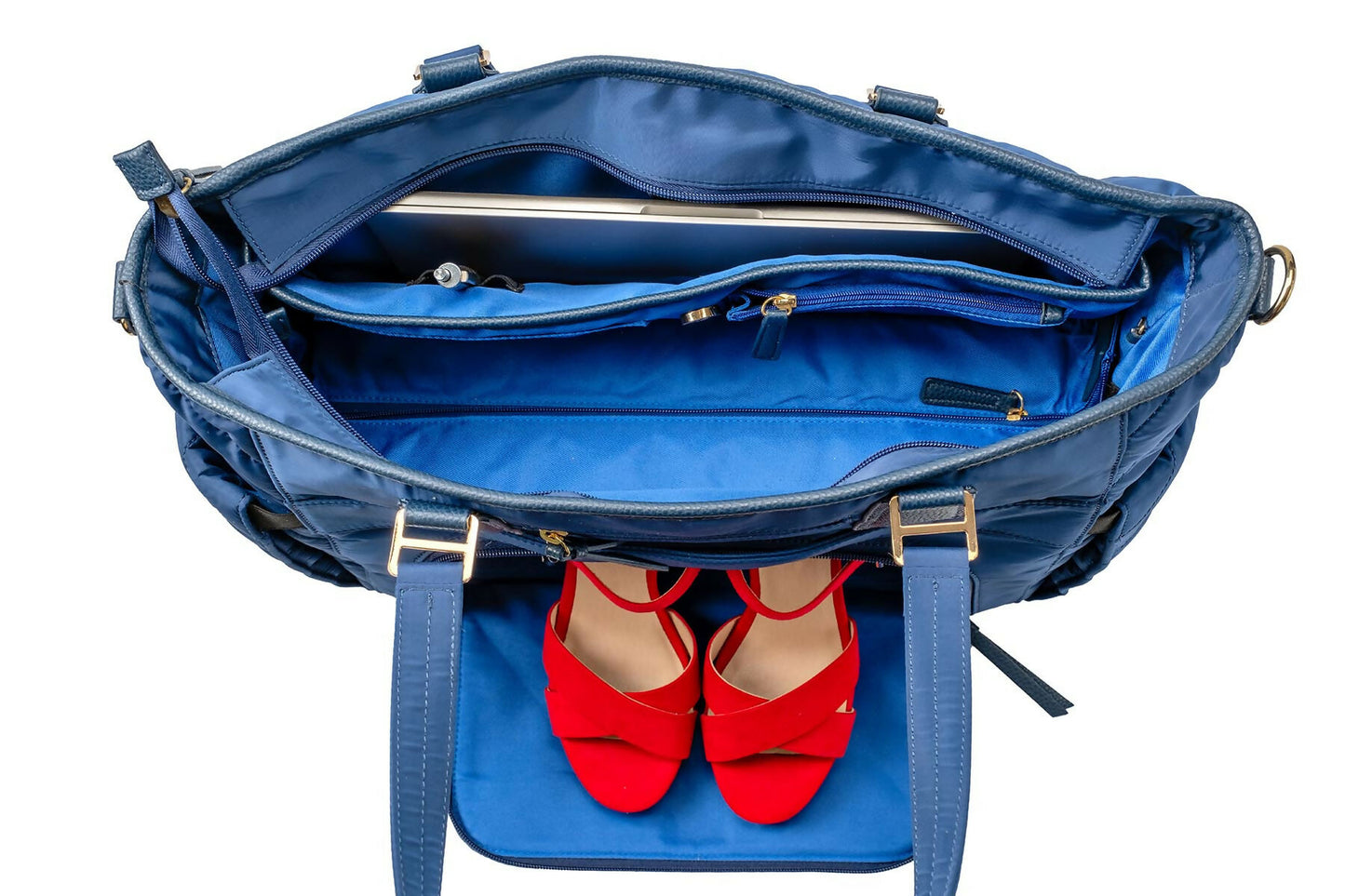 MinkeeBlue Puffer Ella Tote with Lunch & Shoe Bag