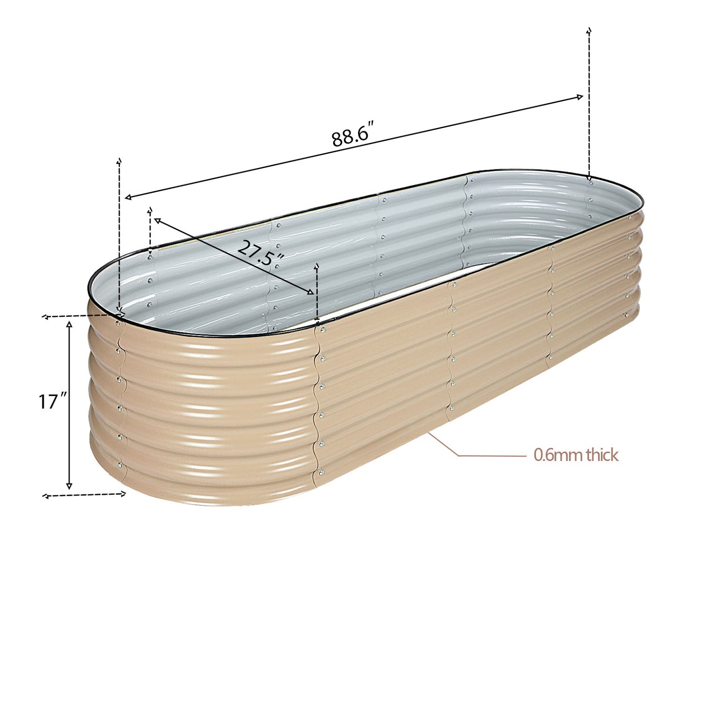 6-in-1 Modular Metal Raised Garden Bed (Beige)