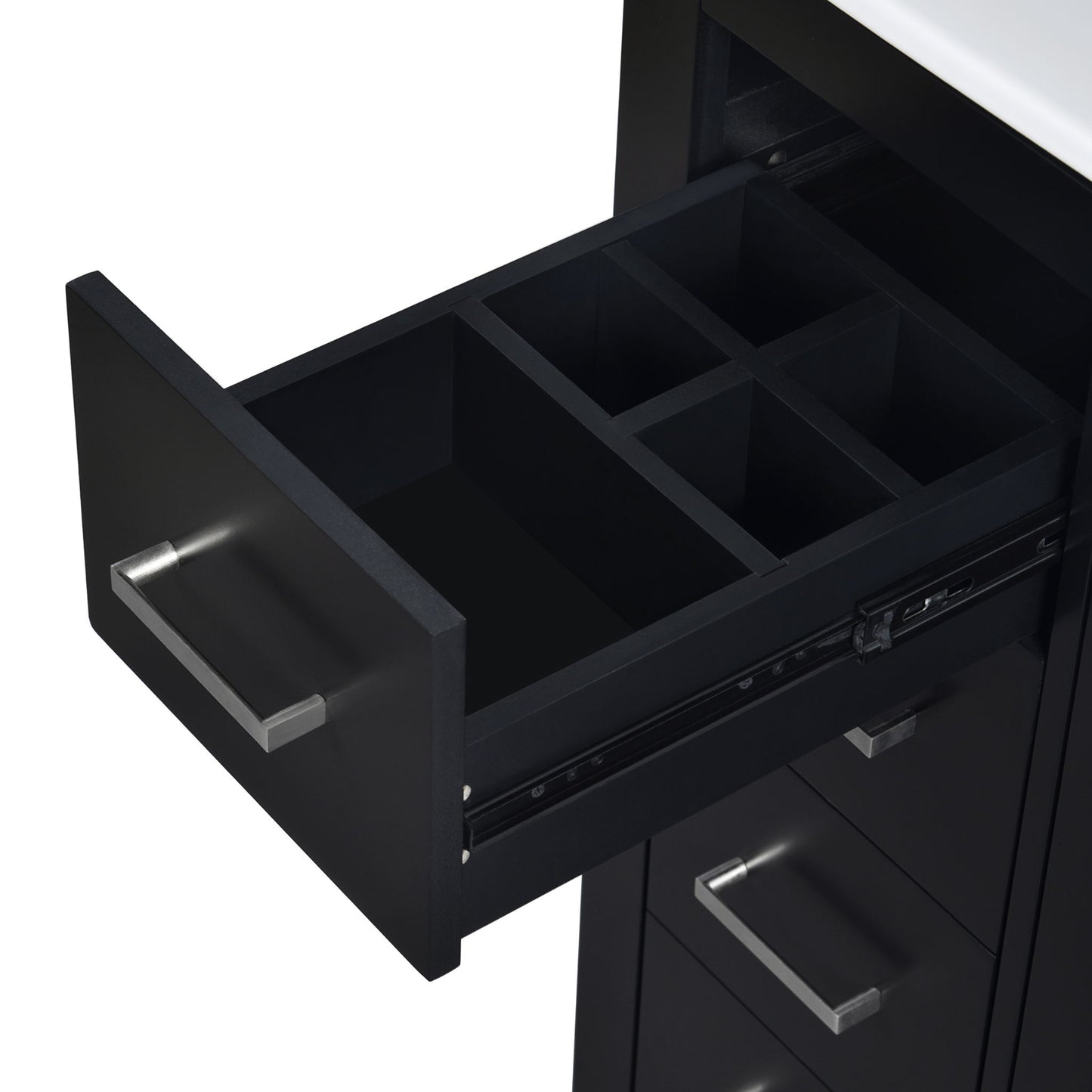 Ceramic Sink Combo, Freestanding Vanity Set With 3 Drawers & Soft Closing Doors