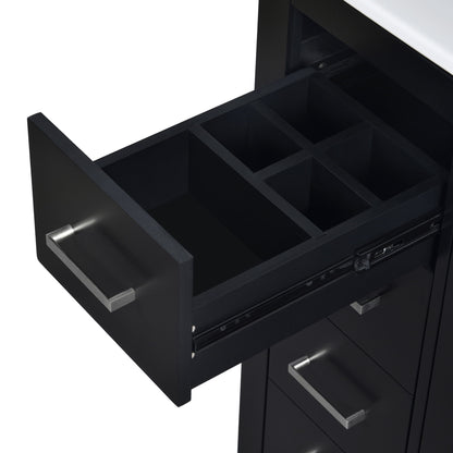 Ceramic Sink Combo, Freestanding Vanity Set With 3 Drawers & Soft Closing Doors