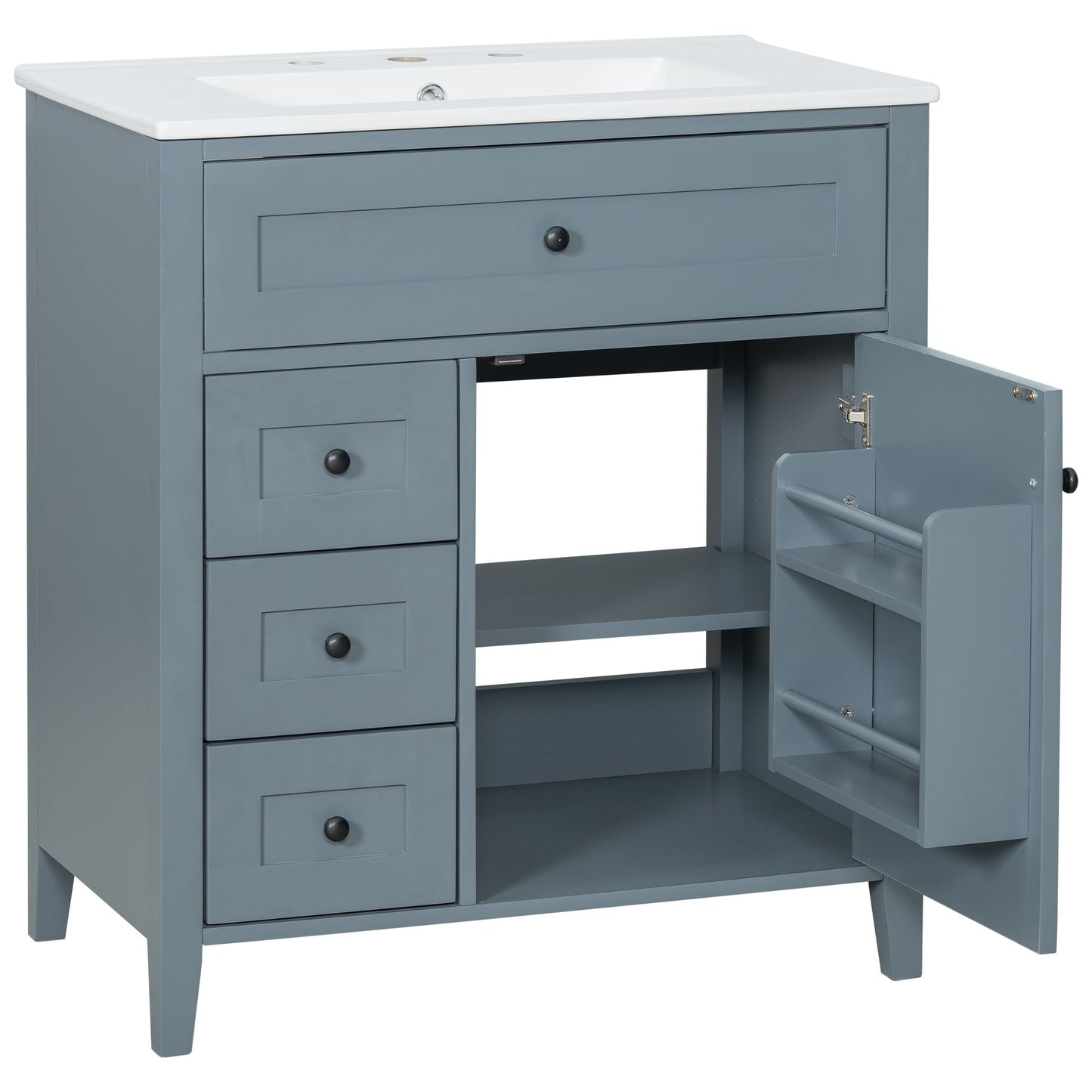 Modern Bathroom Vanity With Sink, 3 Drawers And Adjustable Shelf