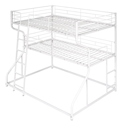 Industrial Triple Bunk Bed With Dual Ladders Frame, Space Saving Design