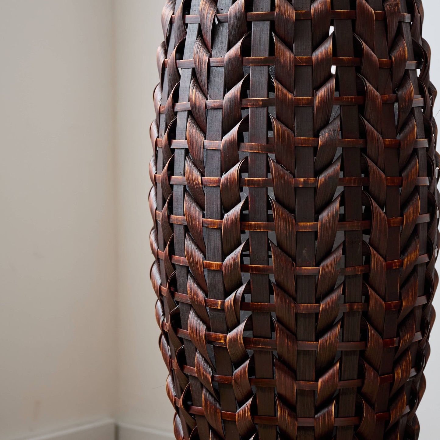 Hand Woven Bamboo Floor Vase, Decorative Accent For Living Room - Acacia Wood