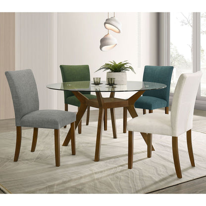 Flynn - Round Glass Top Dining Table - Brown