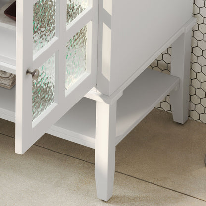 Bathroom Vanity With Ceramic Sink, Adjustable & Open Shelf
