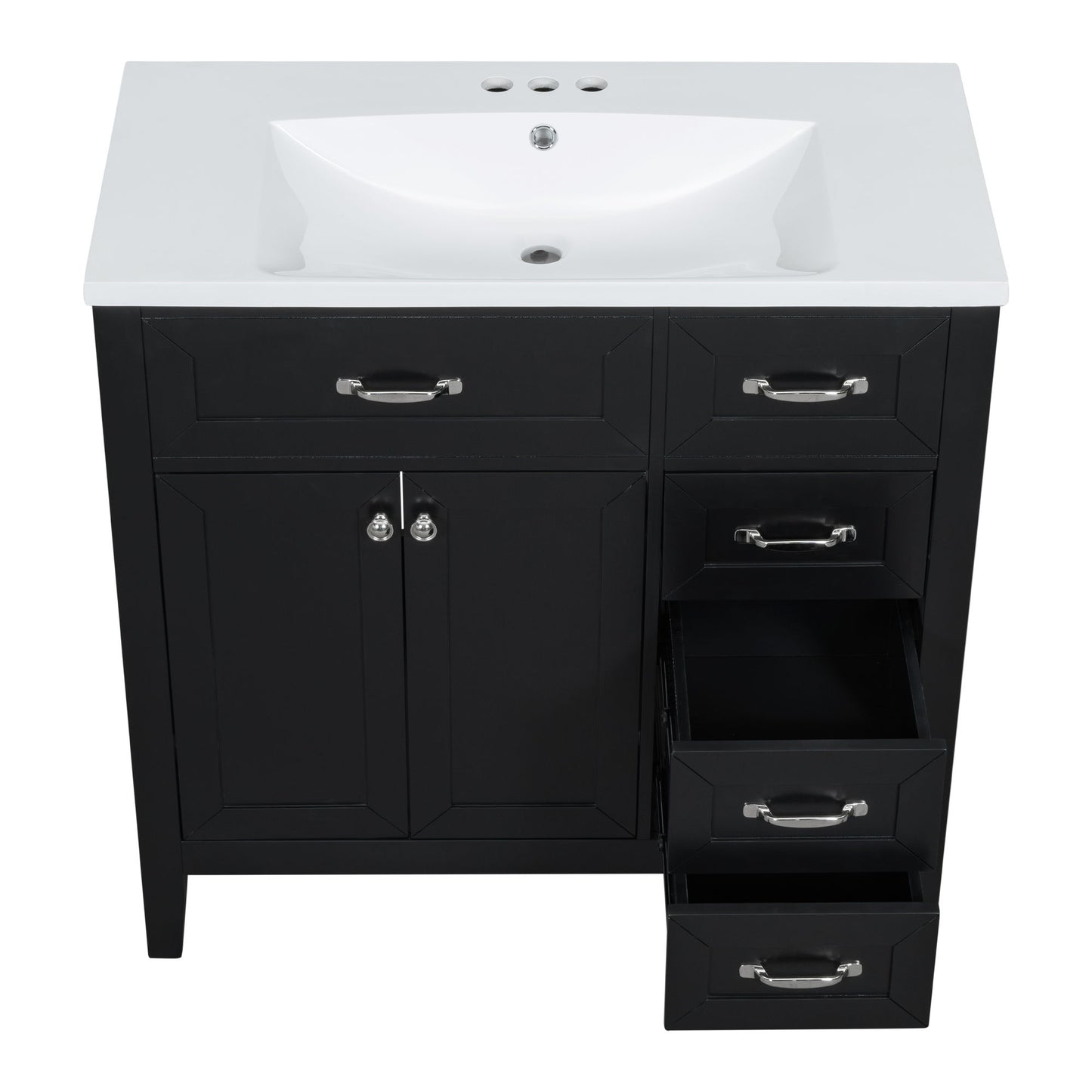 Modern Bathroom Vanity With Sink, Freestanding With Drawers And Doors