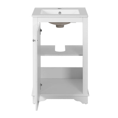Bathroom Vanity With Sink, Freestanding Single Cabinet Set, Soft Close Door, Adjustable Shelf