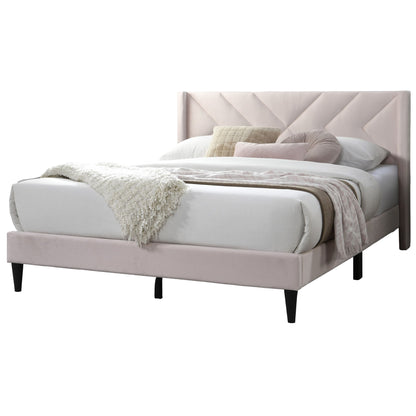 Elegant Bed With Upholstered Headboard, Platform Base