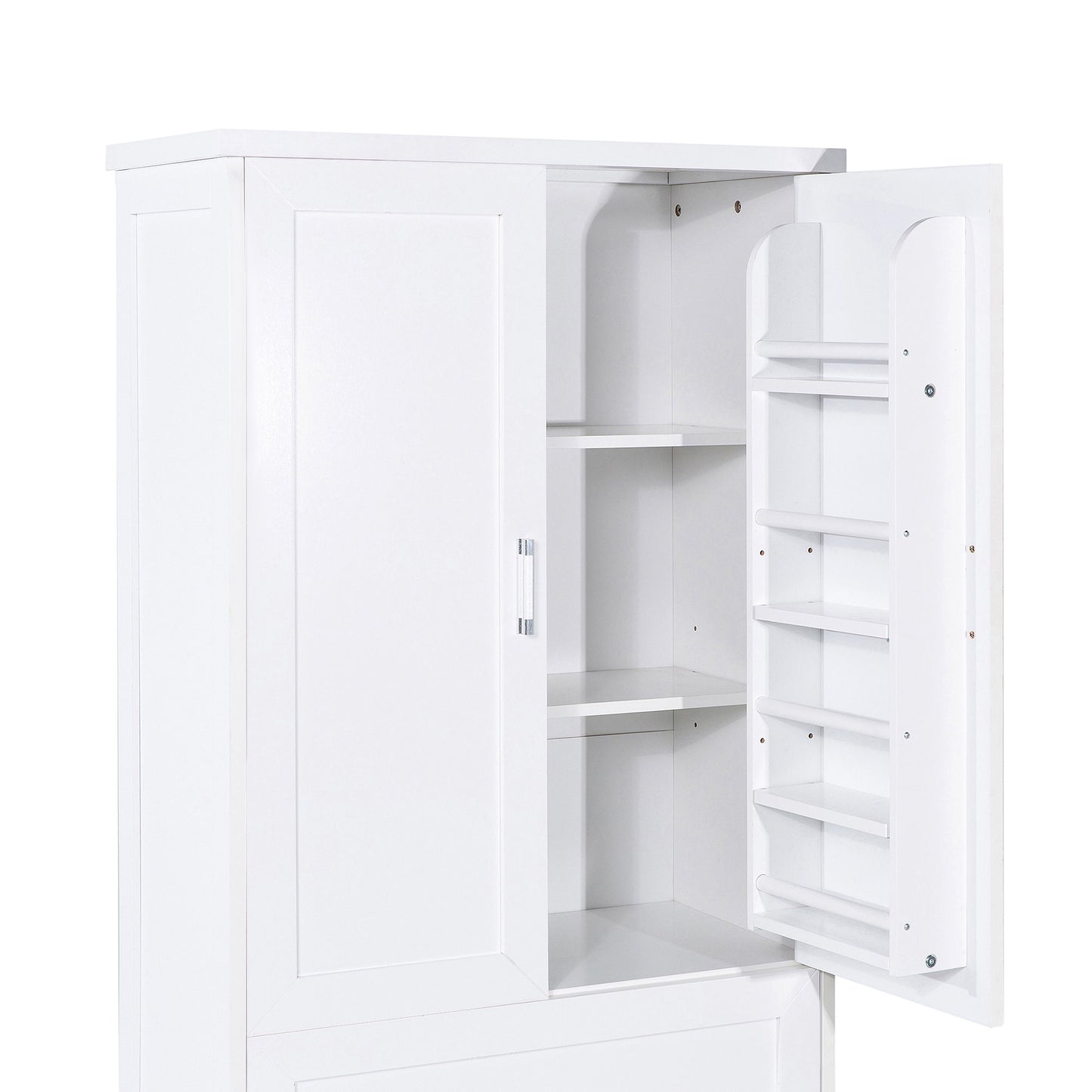 Tall Bathroom Storage Cabinet With 2 Doors And Drawers, Adjustable Shelf